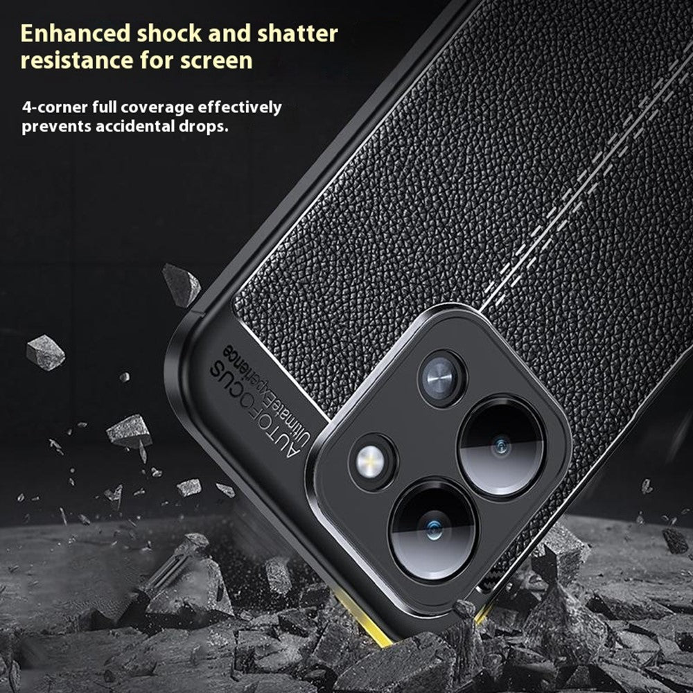 For Xiaomi Redmi 15C 4G (Global) (171mm)  /  Poco C85 4G (171mm) Case Litchi Texture TPU Flexible Phone Cover, Black