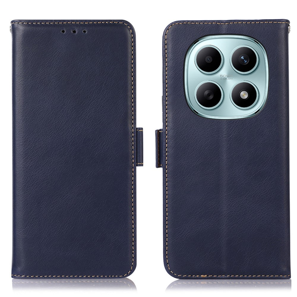 For Xiaomi Poco M8 5G / Redmi Note 15 5G (Global) Case RFID Blocking Genuine Cow Leather Wallet Phone Cover