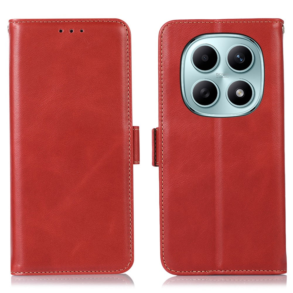 For Xiaomi Poco M8 5G / Redmi Note 15 5G (Global) Case RFID Blocking Genuine Cow Leather Wallet Phone Cover