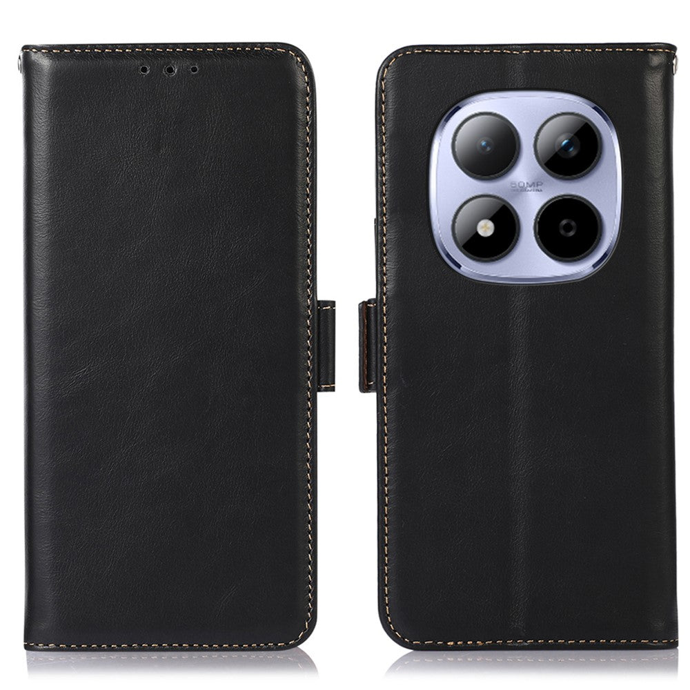 For Xiaomi Redmi Note 15 Pro 5G (Global) Case RFID Blocking Genuine Cow Leather Wallet Phone Cover