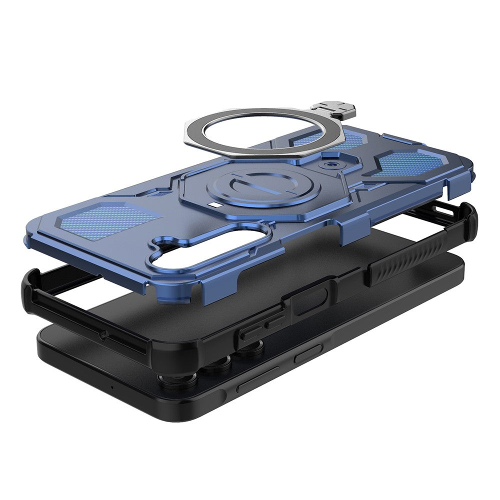 For Samsung Galaxy A16 5G Magnetic Case Rotating Metal Kickstand Shockproof PC + TPU Phone Back Cover
