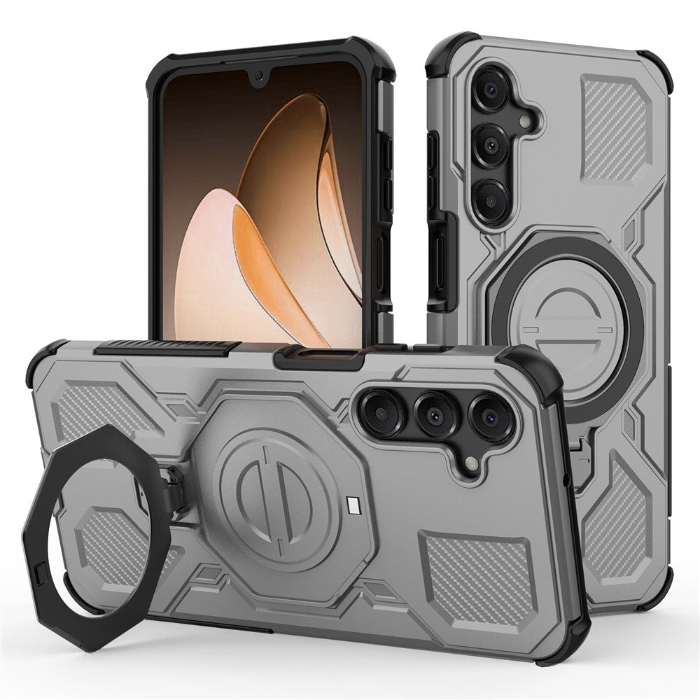 For Samsung Galaxy A16 5G Magnetic Case Rotating Metal Kickstand Shockproof PC + TPU Phone Back Cover