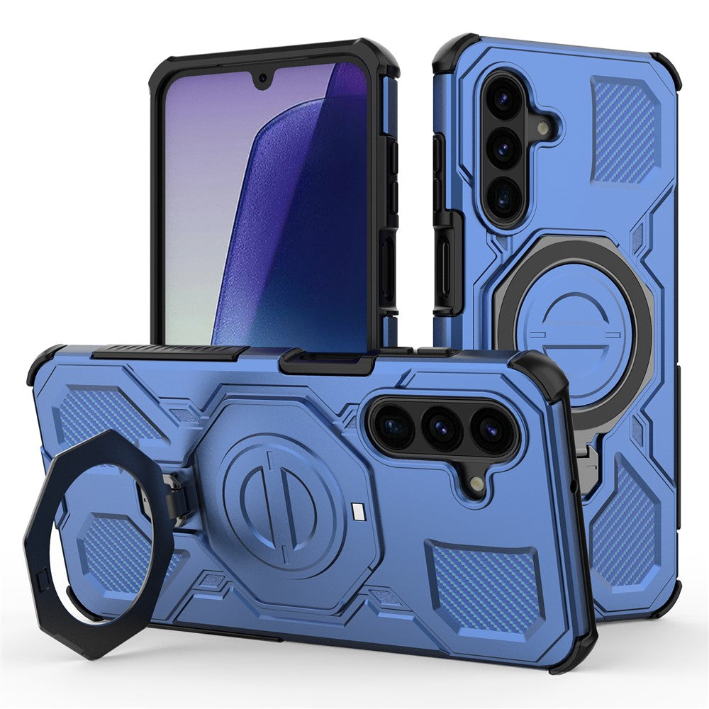 Samsung Galaxy A18 5G / A18 4G / A17 5G / A17 4G Magnetiskt Skal Roterande Metallstöd Stötsäkert PC + TPU mobil Baksida