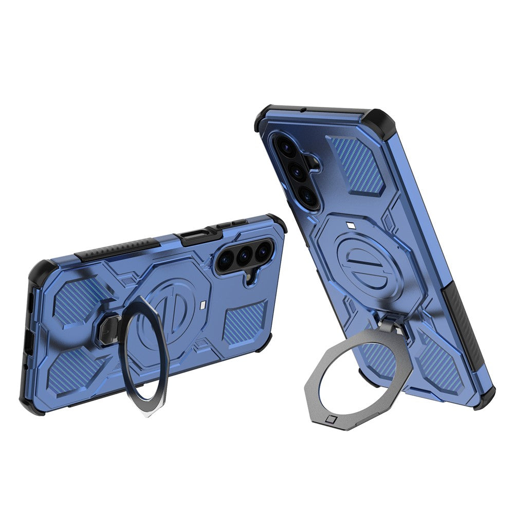 Samsung Galaxy A18 5G / A18 4G / A17 5G / A17 4G magnetisk etui, roterende metalstøtte, stødsikkert PC + TPU-mobilbagside