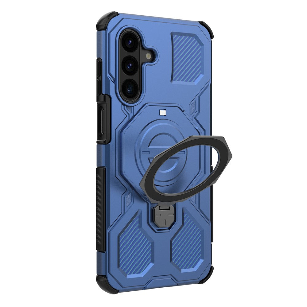Samsung Galaxy A18 5G / A18 4G / A17 5G / A17 4G magnetisk etui, roterende metalstøtte, stødsikkert PC + TPU-mobilbagside