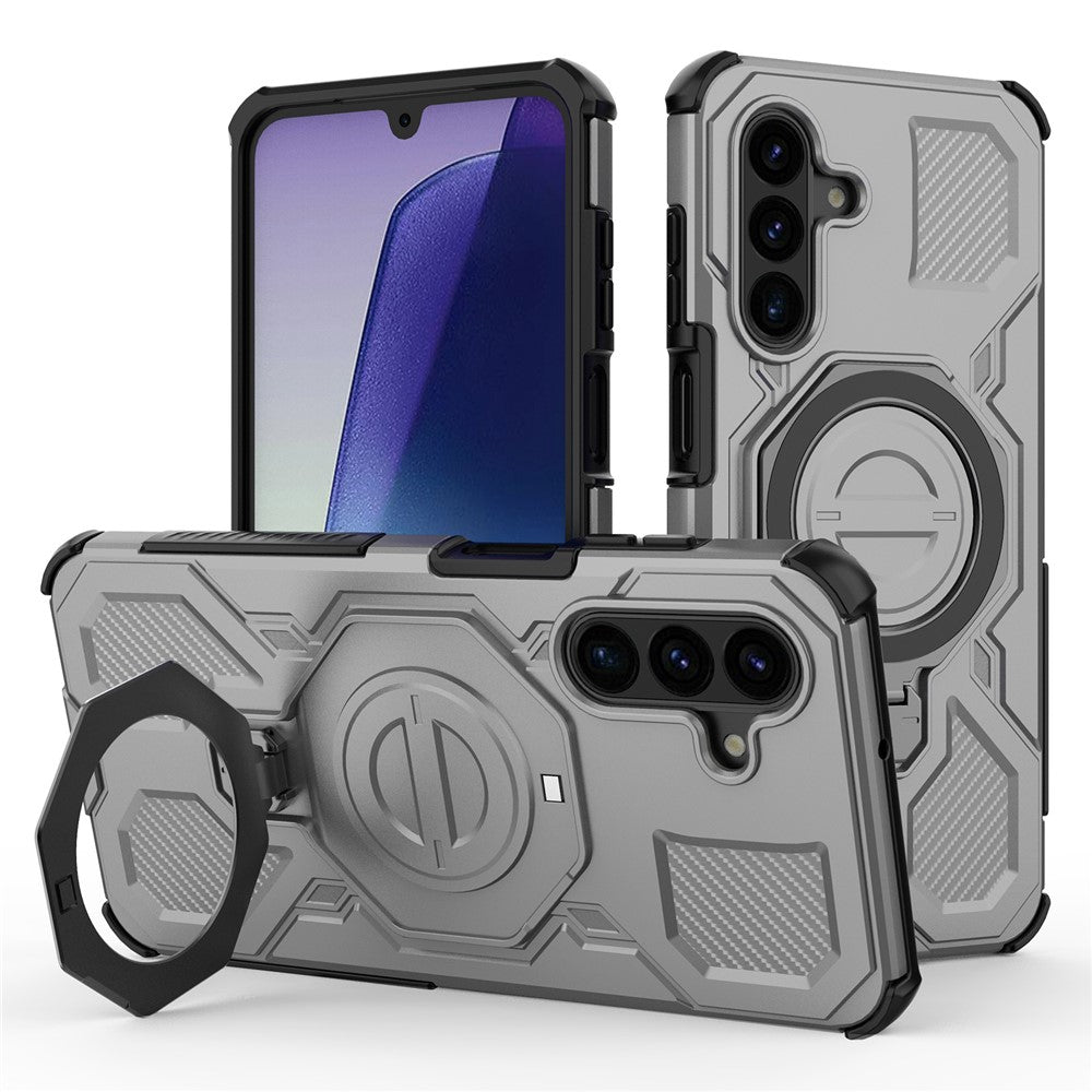 Samsung Galaxy A18 5G / A18 4G / A17 5G / A17 4G Magnetiskt Skal Roterande Metallstöd Stötsäkert PC + TPU mobil Baksida