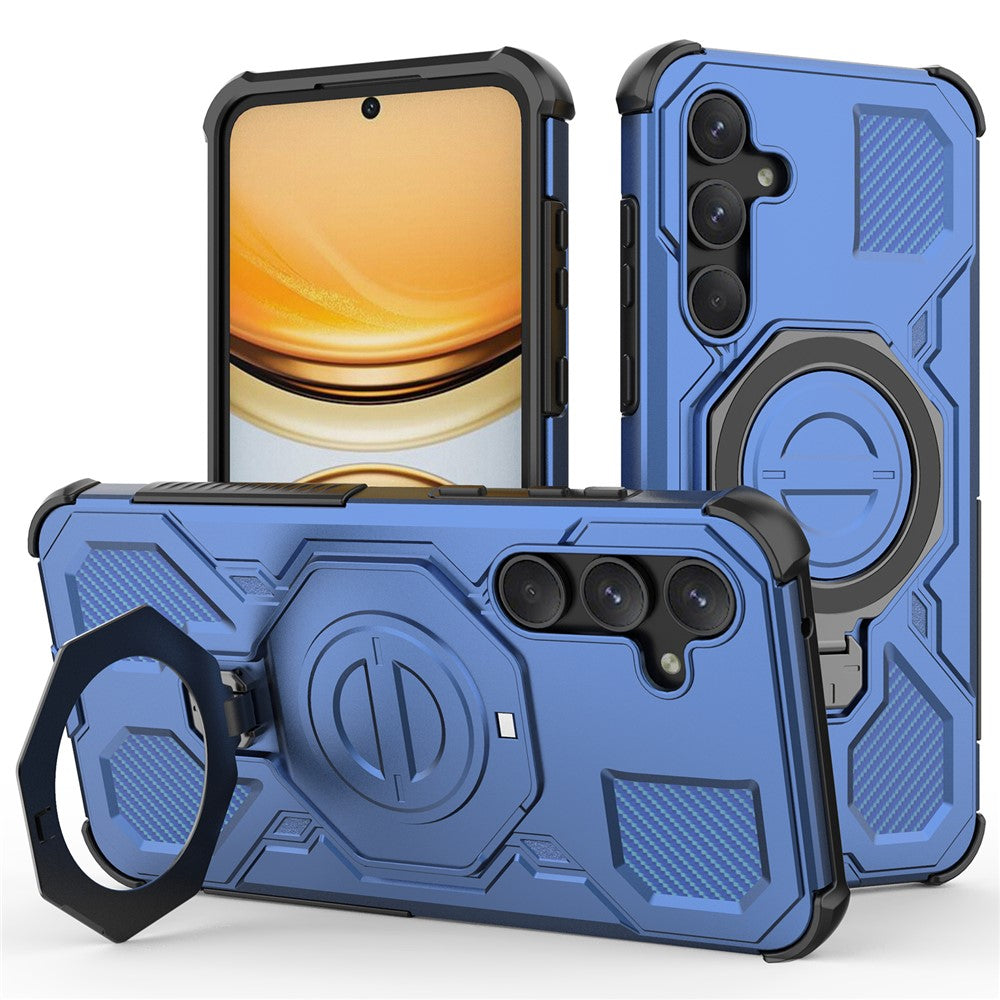 For Samsung Galaxy A55 5G Magnetic Case Rotating Metal Kickstand Shockproof PC + TPU Phone Back Cover