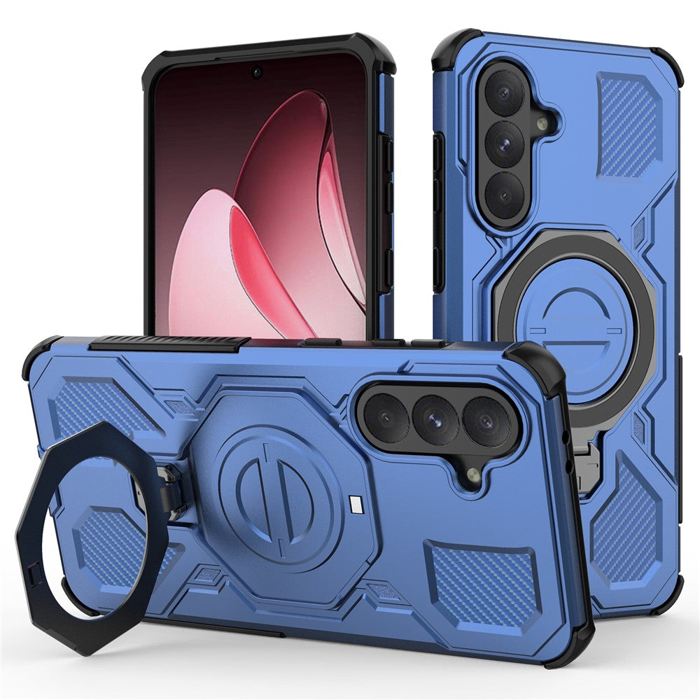 For Samsung Galaxy A56 5G Magnetic Case Rotating Metal Kickstand Shockproof PC + TPU Phone Back Cover