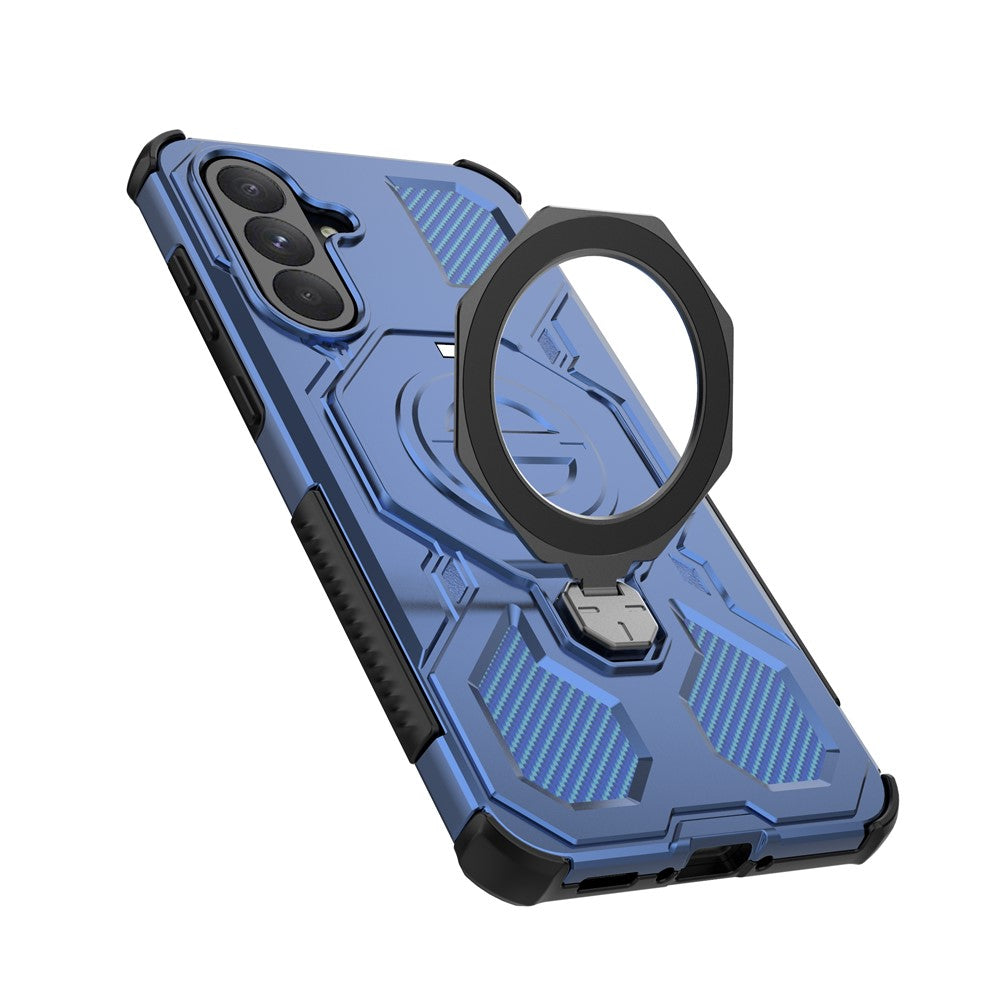 For Samsung Galaxy A56 5G Magnetic Case Rotating Metal Kickstand Shockproof PC + TPU Phone Back Cover