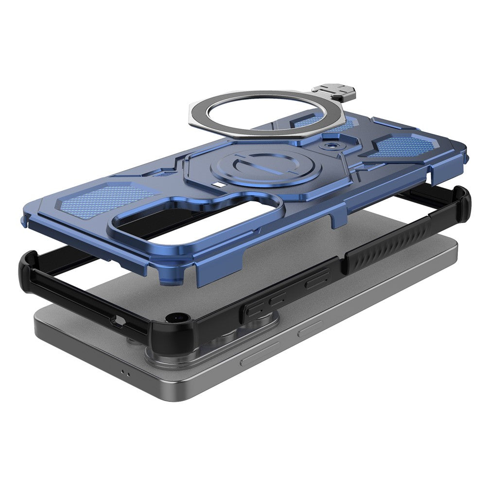 Samsung Galaxy S26 Ultra-magnetetui med roterende metalstativ, stødsikkert PC- og TPU-mobilcover