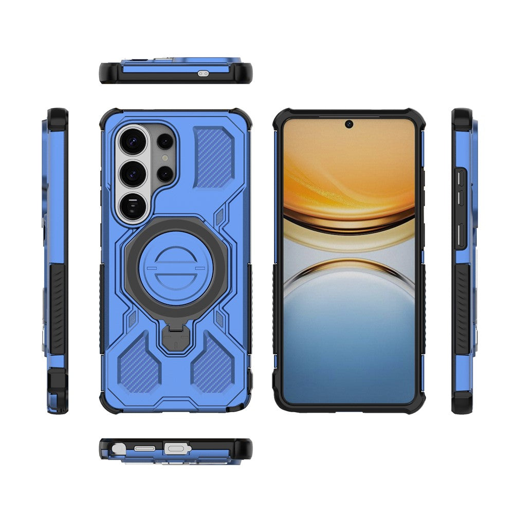 Samsung Galaxy S26 Ultra-magnetetui med roterende metalstativ, stødsikkert PC- og TPU-mobilcover