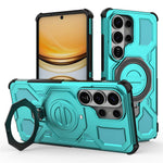 Samsung Galaxy S26 Ultra-magnetetui med roterende metalstativ, stødsikkert PC- og TPU-mobilcover