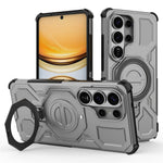 Samsung Galaxy S26 Ultra-magnetetui med roterende metalstativ, stødsikkert PC- og TPU-mobilcover