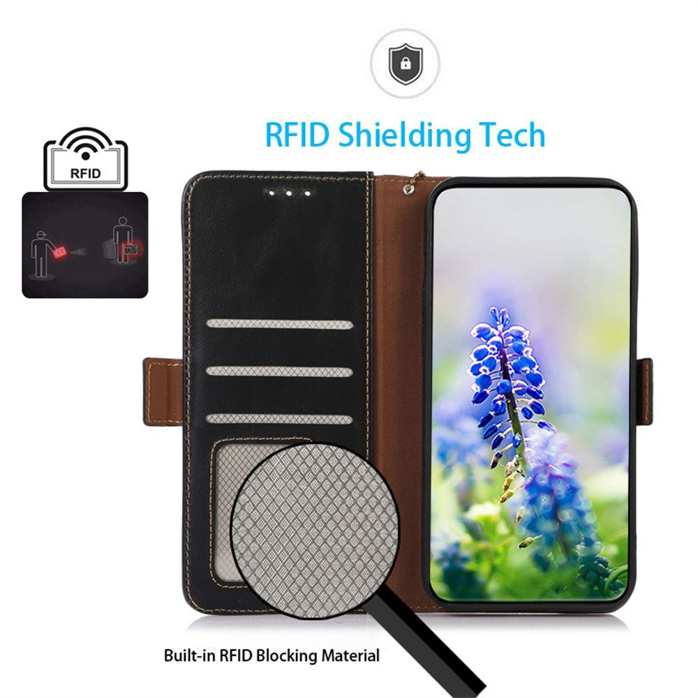 For Xiaomi Poco M8 Pro 5G / Redmi Note 15 Pro+ 5G (Global) Case RFID Blocking Genuine Cow Leather Wallet Phone Cover