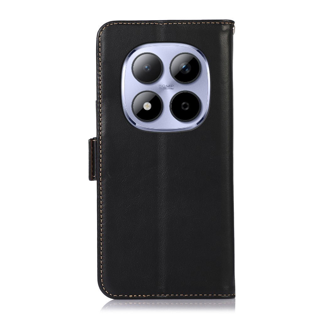 For Xiaomi Poco M8 Pro 5G / Redmi Note 15 Pro+ 5G (Global) Case RFID Blocking Genuine Cow Leather Wallet Phone Cover