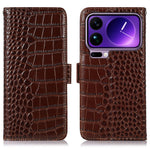 For Xiaomi 17 Pro Case RFID Blocking Wallet Crocodile Texture Genuine Cow Leather Phone Cover