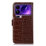For Xiaomi 17 Pro Case RFID Blocking Wallet Crocodile Texture Genuine Cow Leather Phone Cover