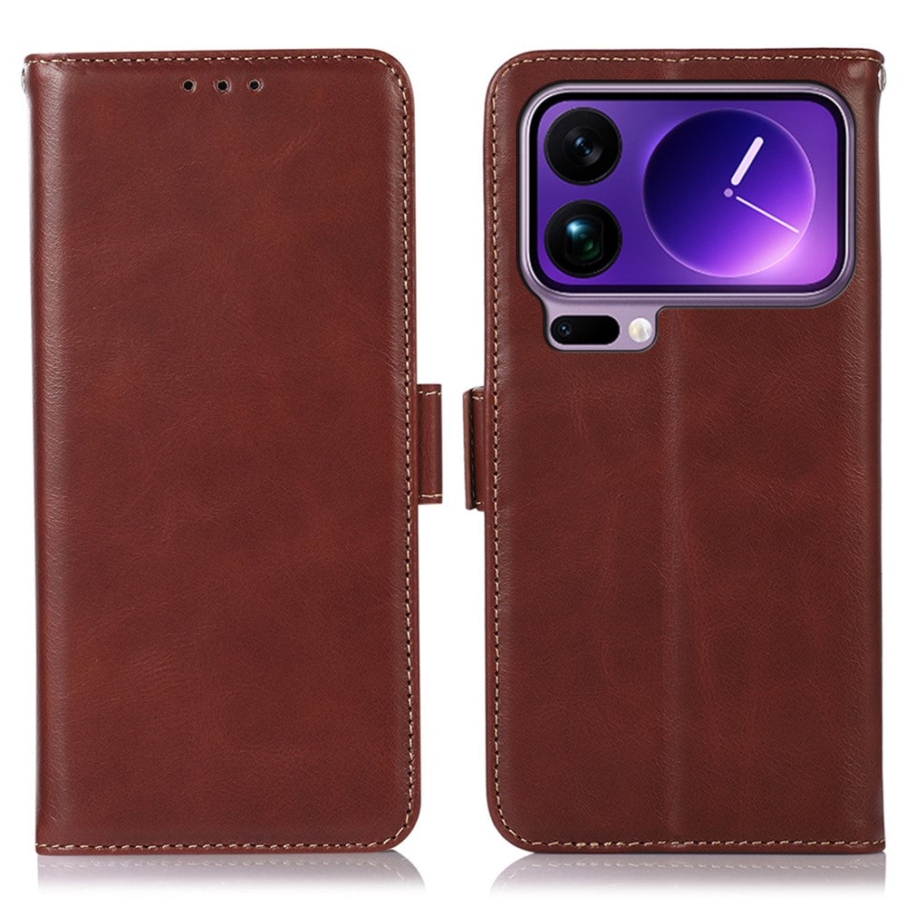 For Xiaomi 17 Pro Max Case RFID Blocking Genuine Cow Leather Wallet Phone Cover