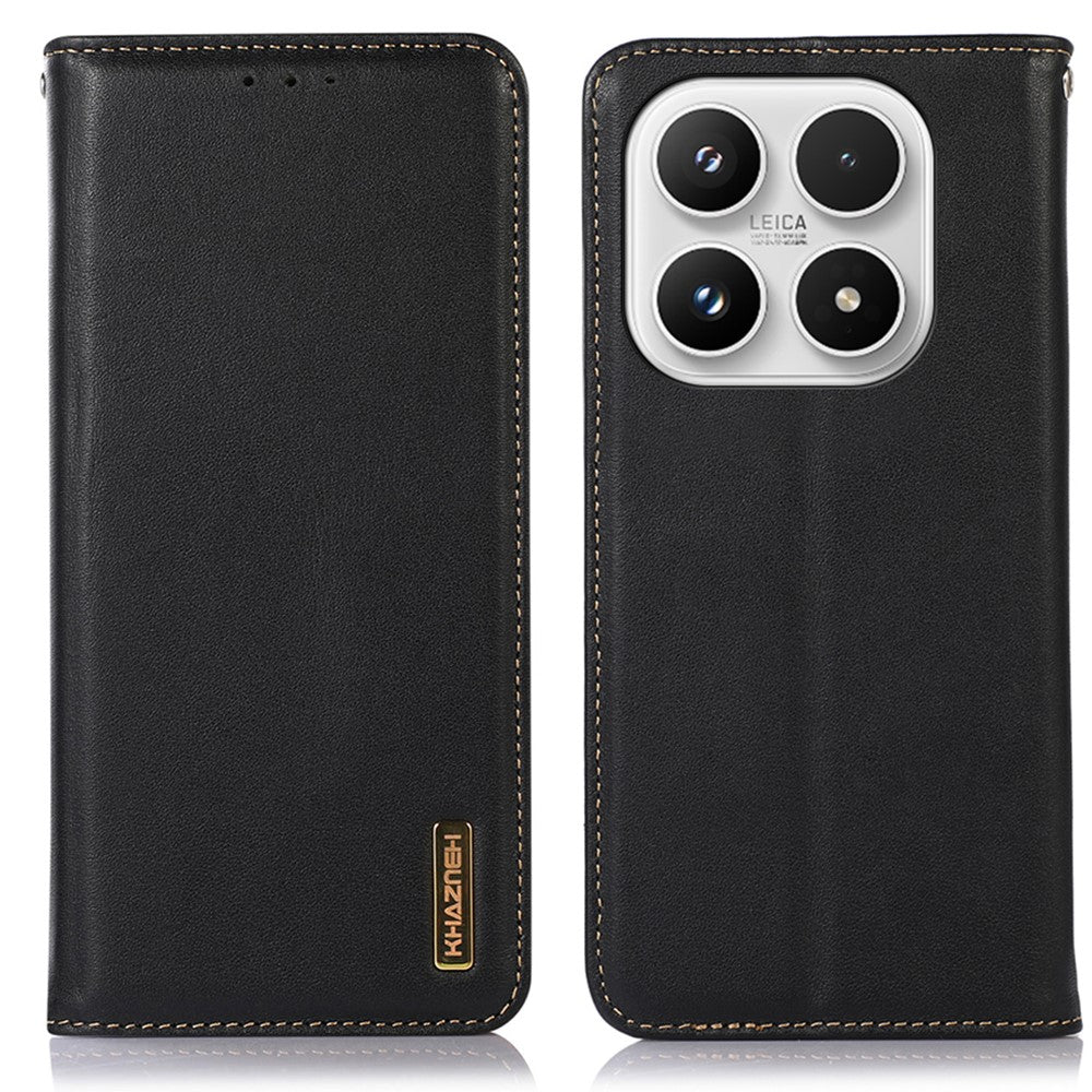 KHAZNEH För Xiaomi 17 Plånboksfodral Äkta Koläder mobilfodral Nappatextur