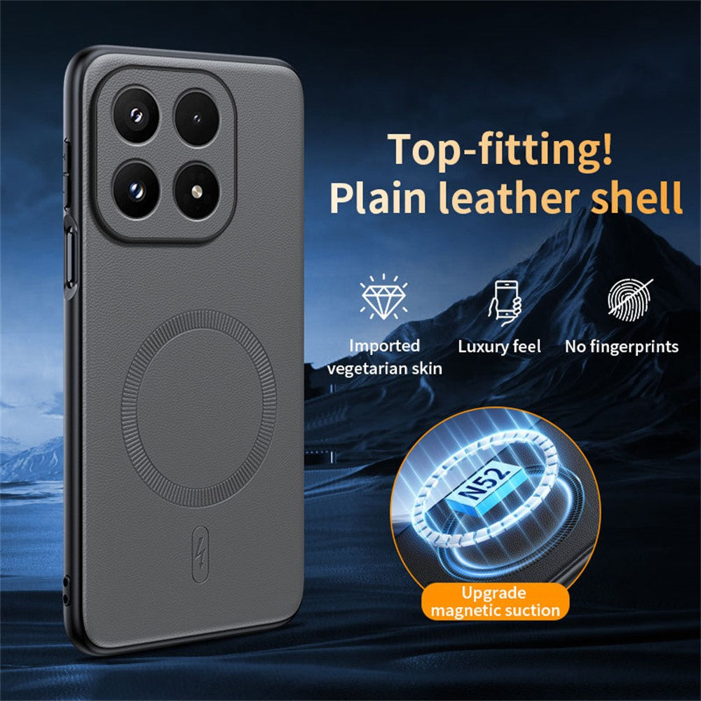 For Xiaomi 17 Case Magnetic Case Leather Coated TPU + PC Phone Cover