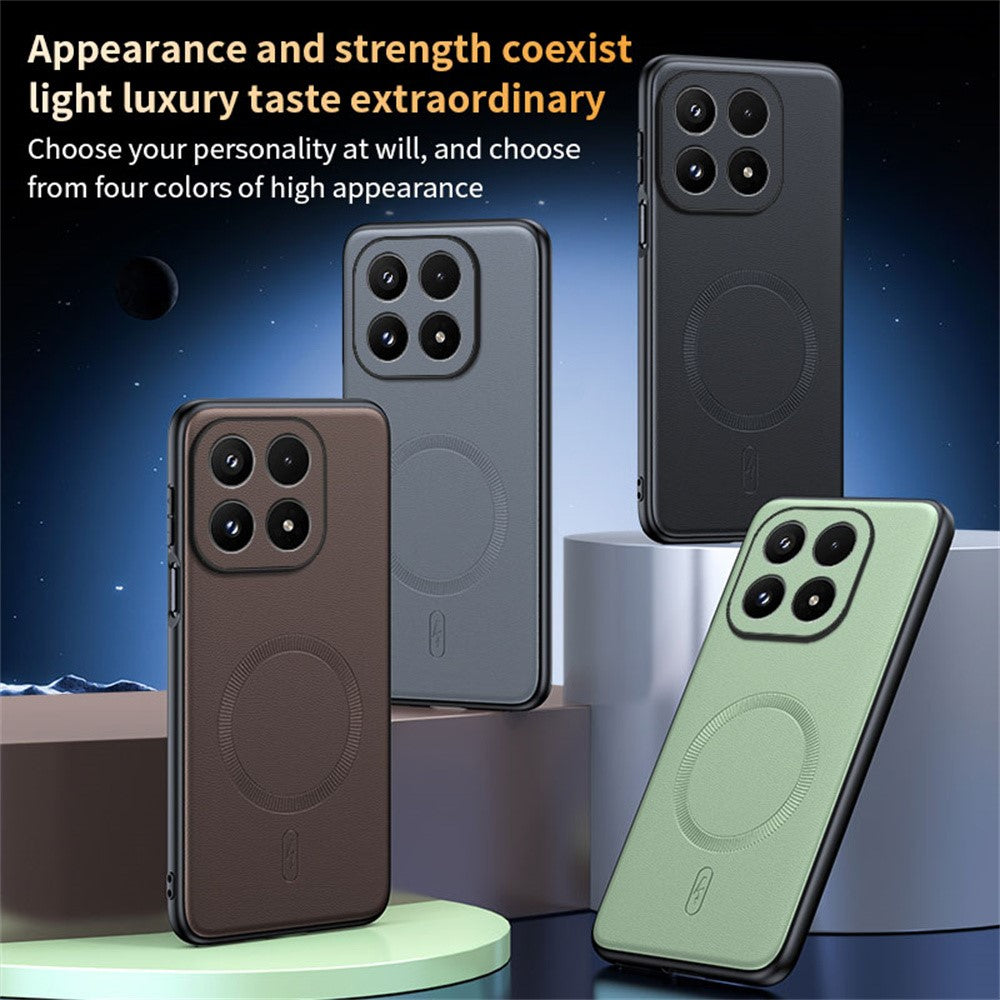For Xiaomi 17 Case Magnetic Case Leather Coated TPU + PC Phone Cover
