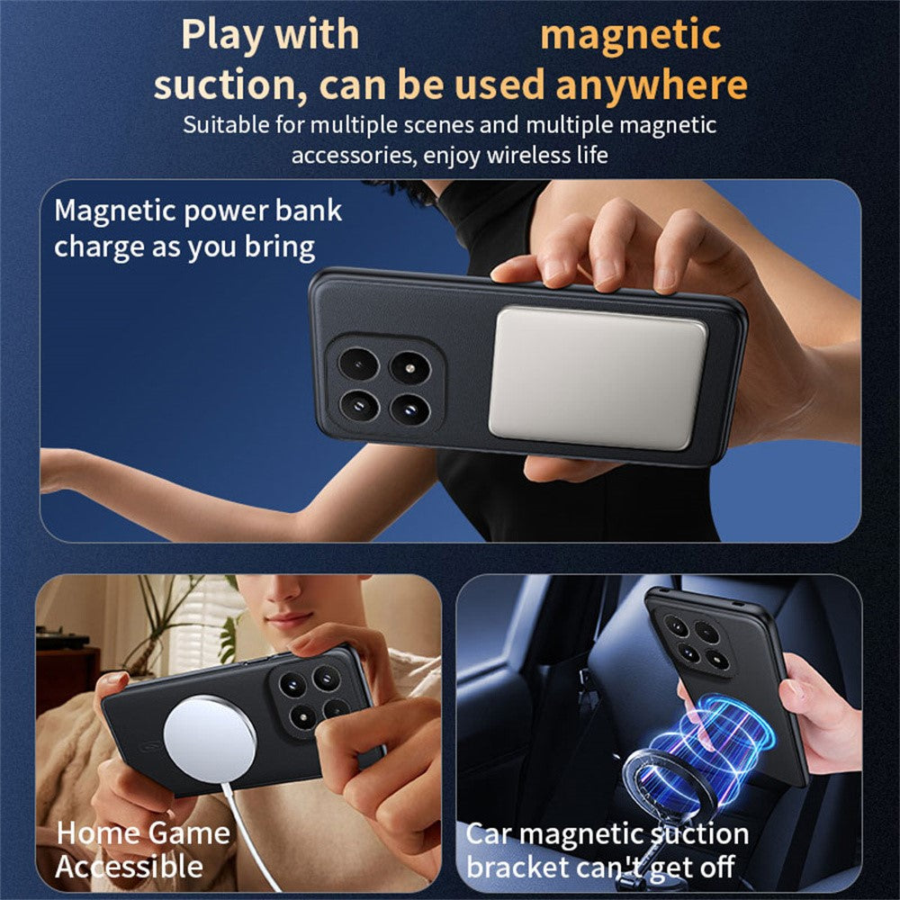 For Xiaomi 17 Case Magnetic Case Leather Coated TPU + PC Phone Cover