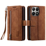 For Xiaomi 15T Case 9 Card Slots Zipper Wallet PU Leather Phone Cover with Wrist Strap