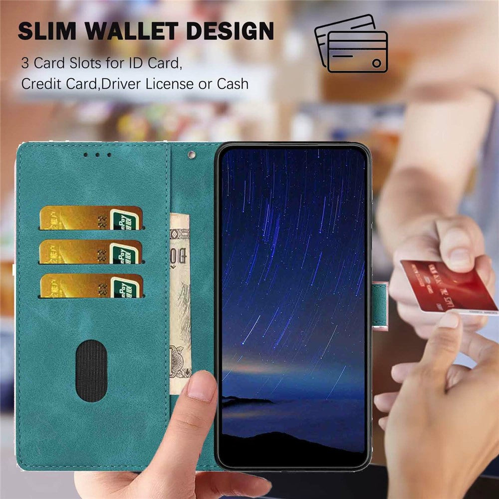 Flip Case For Xiaomi Redmi Note 14 5G  /  Poco M7 Pro 5G Leather Phone Cover Cherry Blossom Pattern Wallet Stand with Wrist Strap