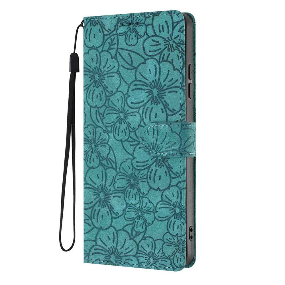 Flip Case For Xiaomi Redmi Note 14 5G  /  Poco M7 Pro 5G Leather Phone Cover Cherry Blossom Pattern Wallet Stand with Wrist Strap