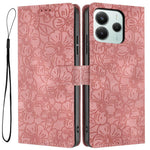 Flip Case For Xiaomi Redmi Note 14 5G  /  Poco M7 Pro 5G Leather Phone Cover Cherry Blossom Pattern Wallet Stand with Wrist Strap