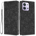 Flip Case For Xiaomi Redmi 15C 4G (Global) (171mm)  /  Poco C85 4G (171mm) Leather Phone Cover Cherry Blossom Pattern Wallet Stand with Wrist Strap
