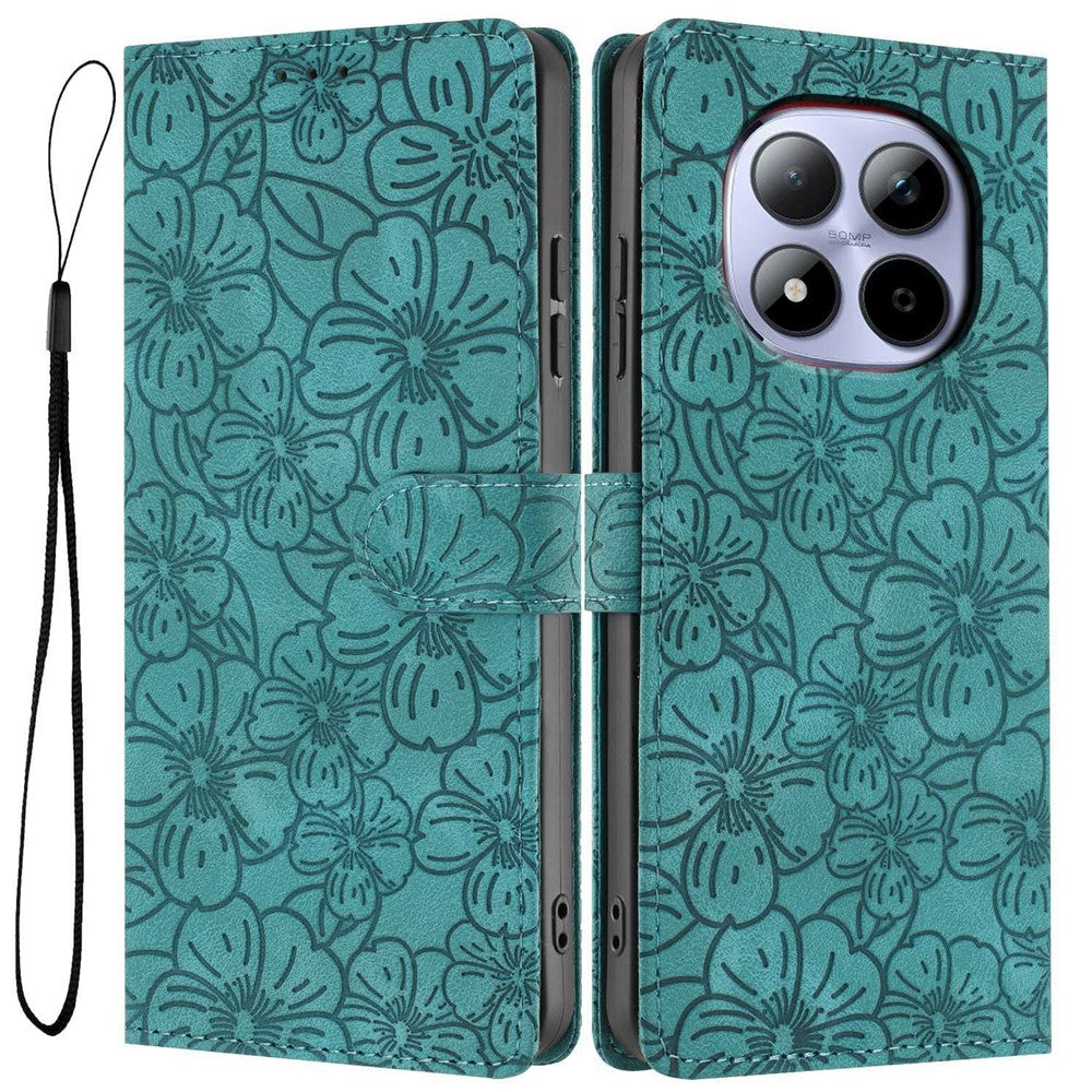 For Xiaomi Redmi Note 15 Pro 5G (Global) Flip Case Cherry Blossom Pattern Leather Wallet Stand Phone Cover with Wrist Strap