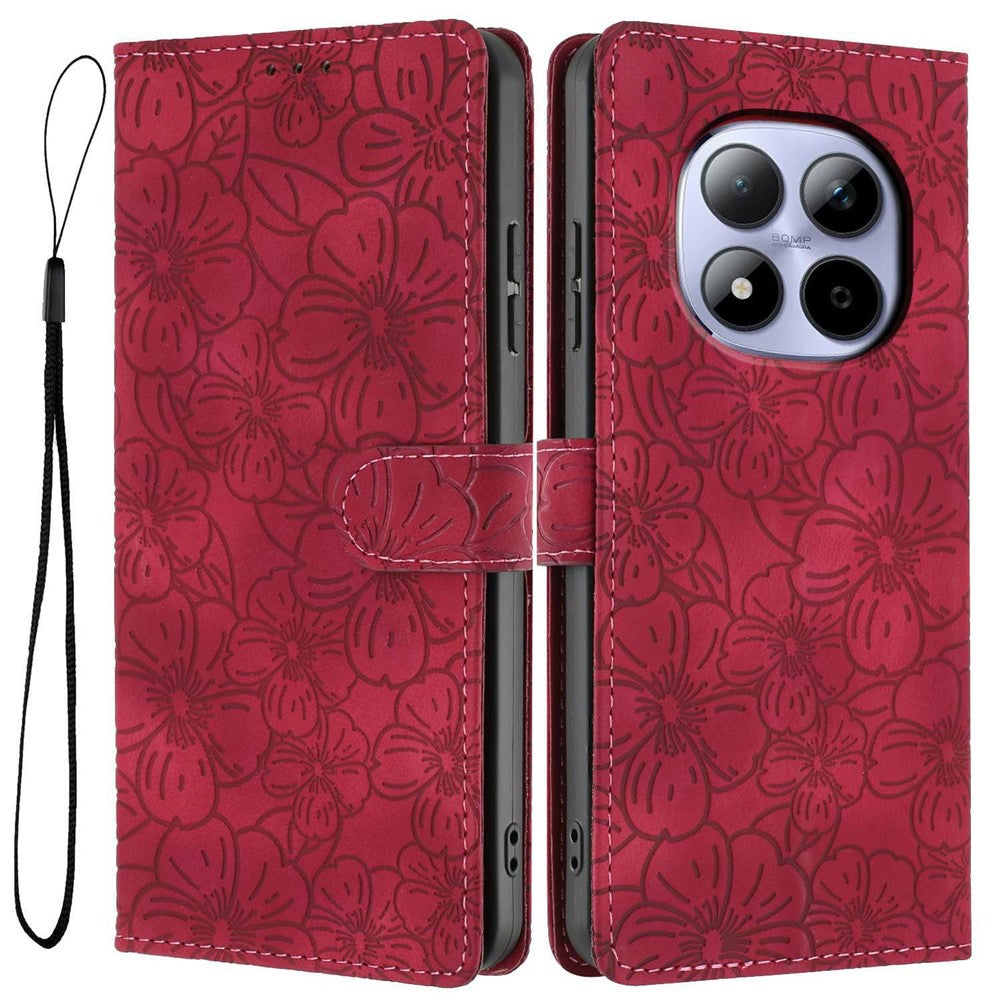For Xiaomi Redmi Note 15 Pro 5G (Global) Flip Case Cherry Blossom Pattern Leather Wallet Stand Phone Cover with Wrist Strap