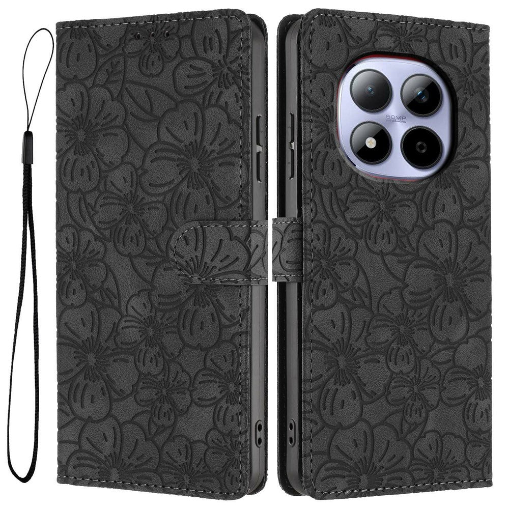 For Xiaomi Redmi Note 15 Pro 5G (Global) Flip Case Cherry Blossom Pattern Leather Wallet Stand Phone Cover with Wrist Strap