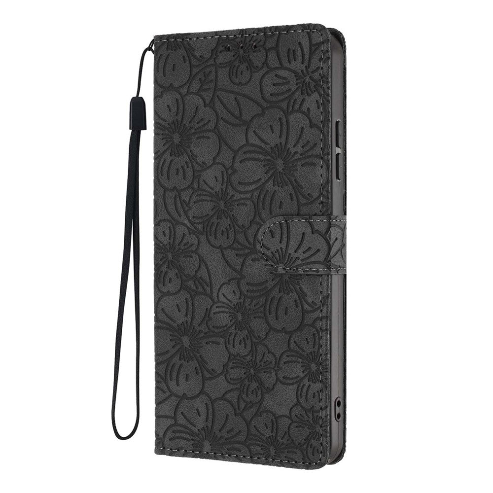 For Samsung Galaxy S26 Ultra Flip Case Cherry Blossom Pattern Leather Wallet Stand Phone Cover with Wrist Strap