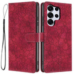 For Samsung Galaxy S26 Ultra Flip Case Cherry Blossom Pattern Leather Wallet Stand Phone Cover with Wrist Strap