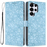 For Samsung Galaxy S26 Ultra Flip Case Cherry Blossom Pattern Leather Wallet Stand Phone Cover with Wrist Strap