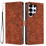 For Samsung Galaxy S26 Ultra Flip Case Cherry Blossom Pattern Leather Wallet Stand Phone Cover with Wrist Strap