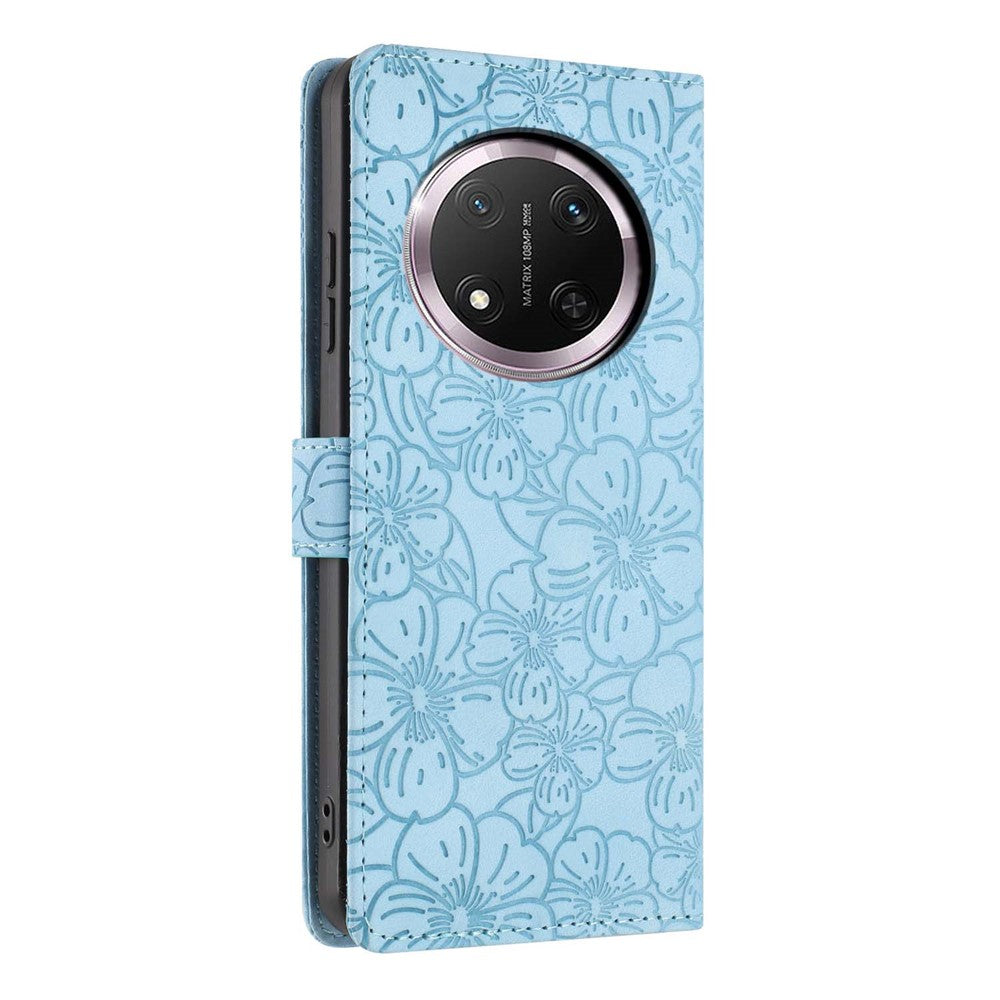 Flip Case For Honor X9c 5G  /  Magic7 Lite 5G Leather Phone Cover Cherry Blossom Pattern Wallet Stand with Wrist Strap