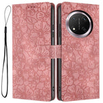 Flip Case For Honor X9c 5G  /  Magic7 Lite 5G Leather Phone Cover Cherry Blossom Pattern Wallet Stand with Wrist Strap