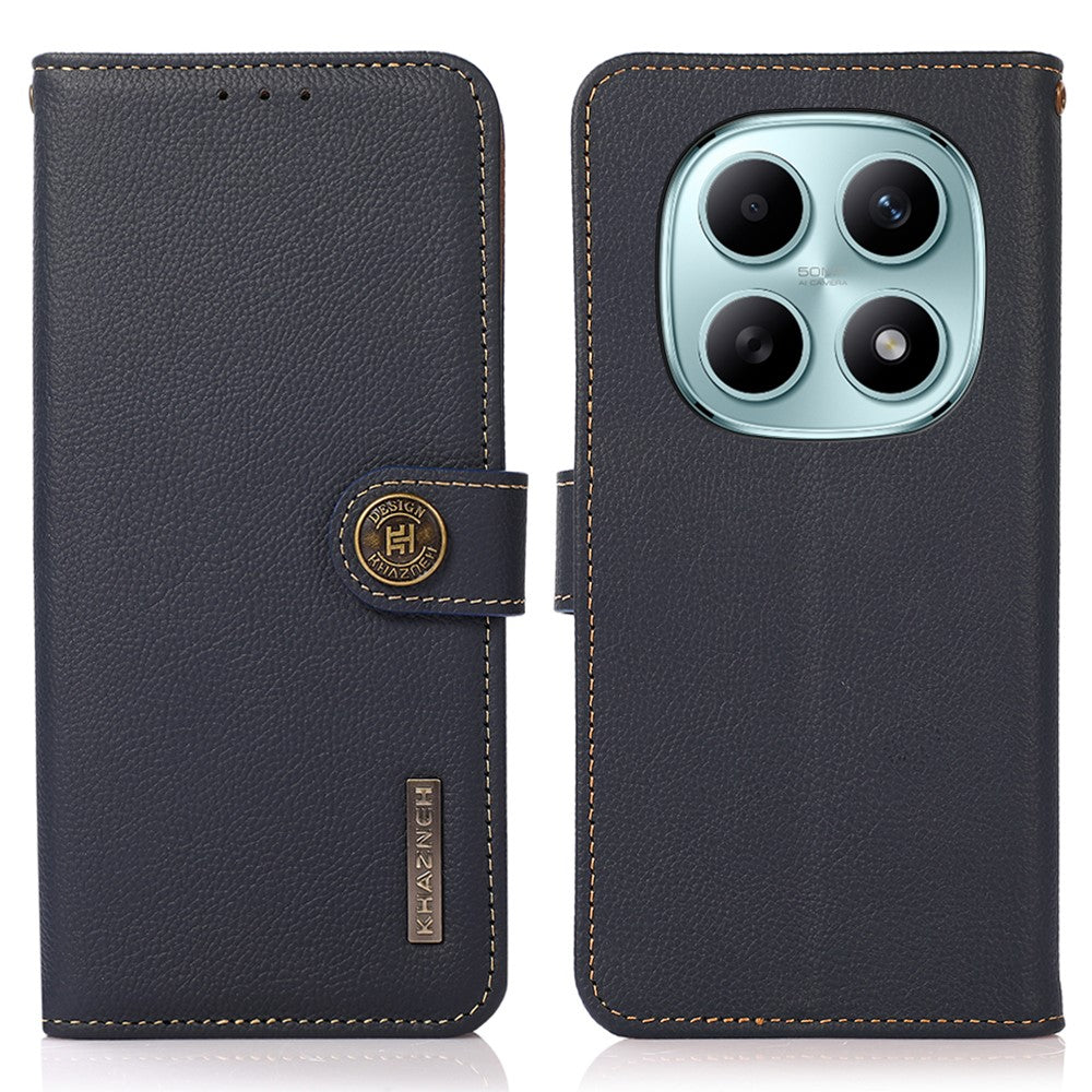 KHAZNEH for Xiaomi Poco M8 5G / Redmi Note 15 5G (Global) Case Genuine Cow Leather RFID Blocking Wallet Phone Cover