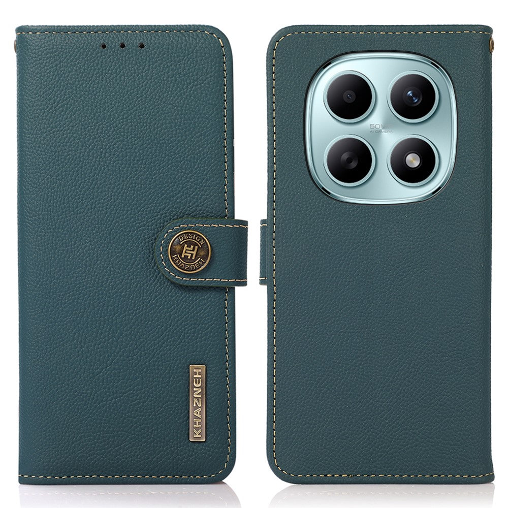 KHAZNEH for Xiaomi Poco M8 5G / Redmi Note 15 5G (Global) Case Genuine Cow Leather RFID Blocking Wallet Phone Cover