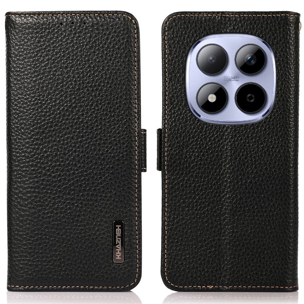 KHAZNEH for Xiaomi Redmi Note 15 Pro 5G (Global) Phone Case Genuine Cow Leather Cover RFID Blocking