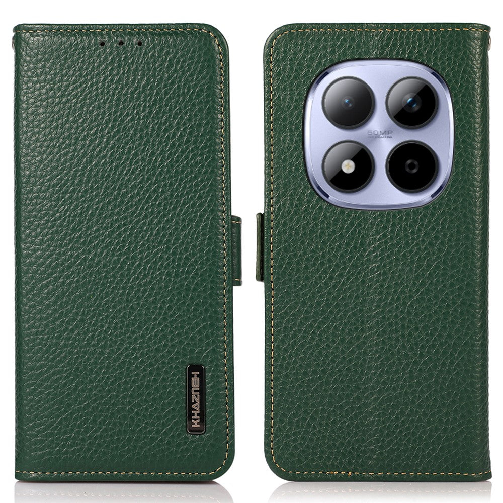 KHAZNEH for Xiaomi Redmi Note 15 Pro 5G (Global) Phone Case Genuine Cow Leather Cover RFID Blocking