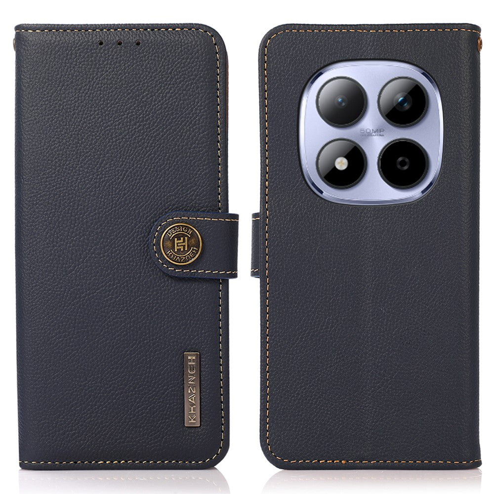 KHAZNEH för Xiaomi Poco M8 Pro 5G / Redmi Note 15 Pro+ 5G (Global) fodral i äkta nötläder med RFID-blockerande plånboksfodral