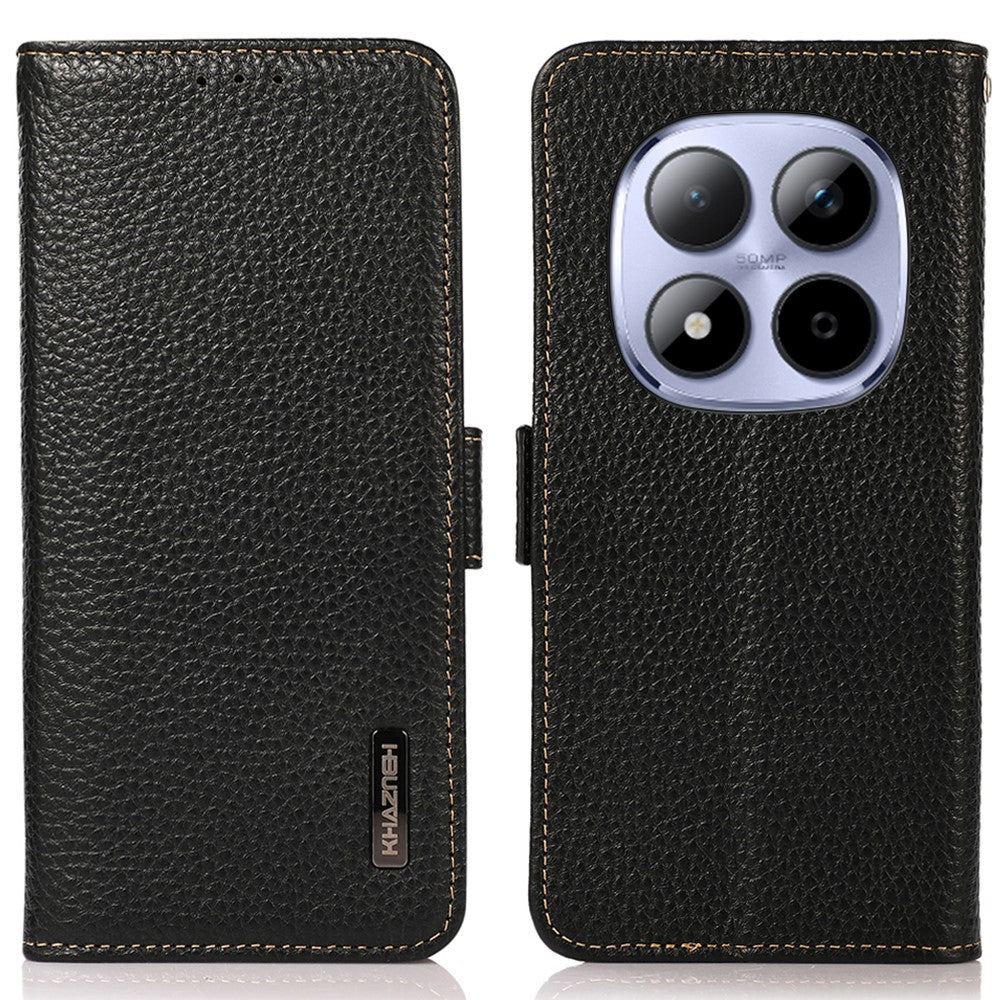 KHAZNEH for Xiaomi Poco M8 Pro 5G / Redmi Note 15 Pro+ 5G (Global) Phone Case Genuine Cow Leather Cover RFID Blocking