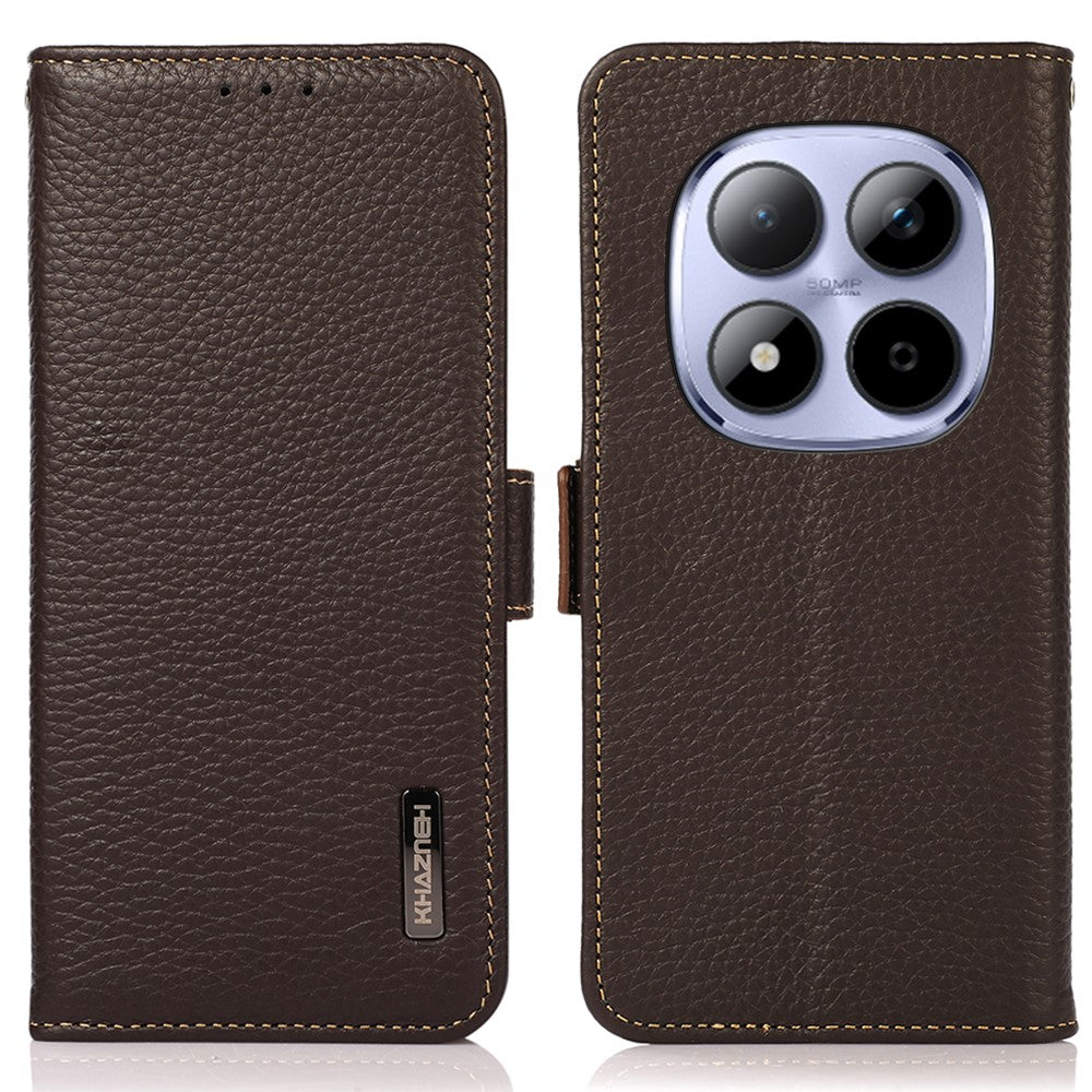 KHAZNEH for Xiaomi Poco M8 Pro 5G / Redmi Note 15 Pro+ 5G (Global) Phone Case Genuine Cow Leather Cover RFID Blocking