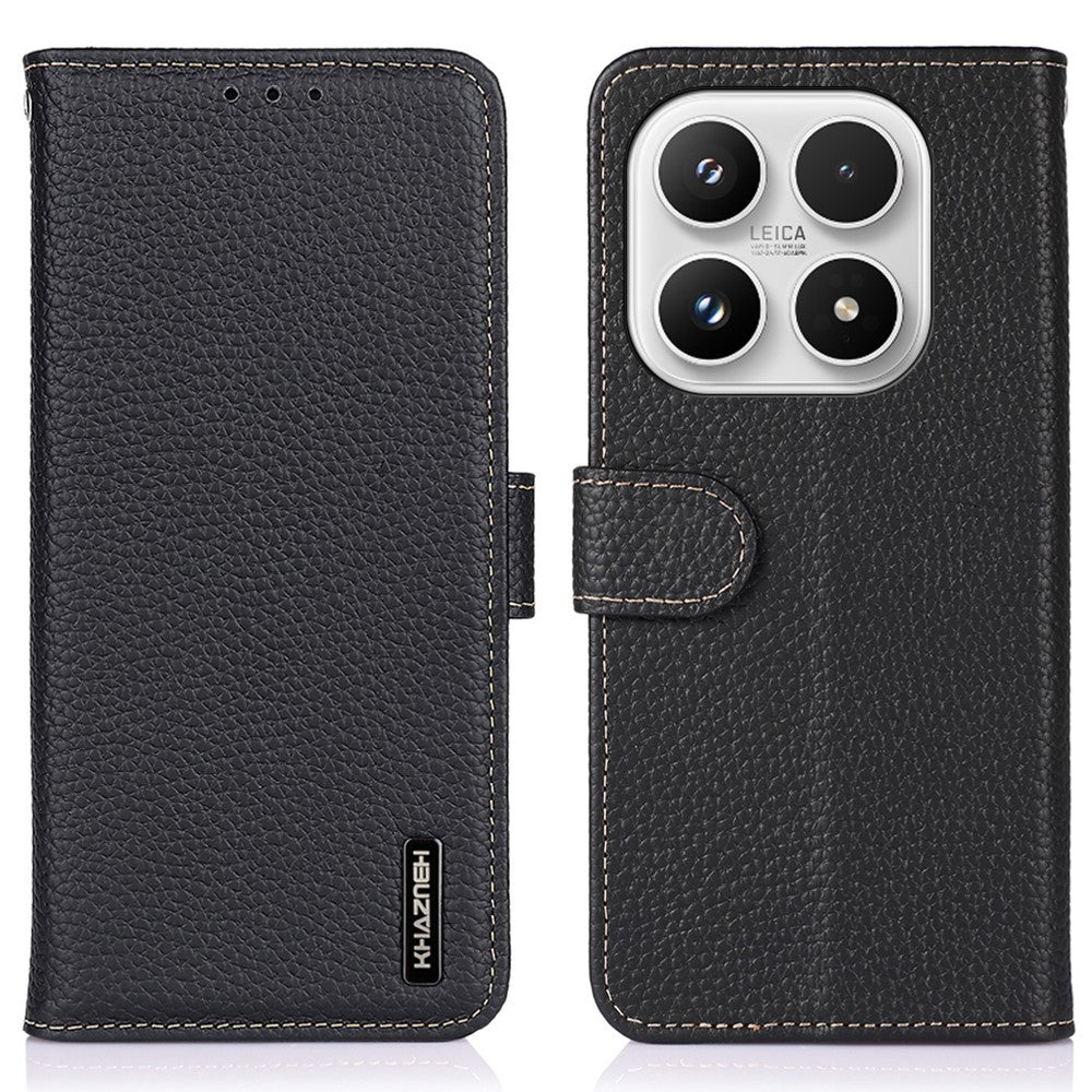 KHAZNEH For Xiaomi 17 Case Genuine Cow Leather Flip Phone Cover