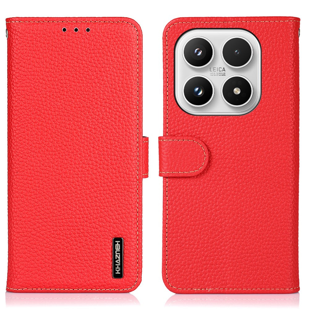 KHAZNEH For Xiaomi 17 Case Genuine Cow Leather Flip Phone Cover