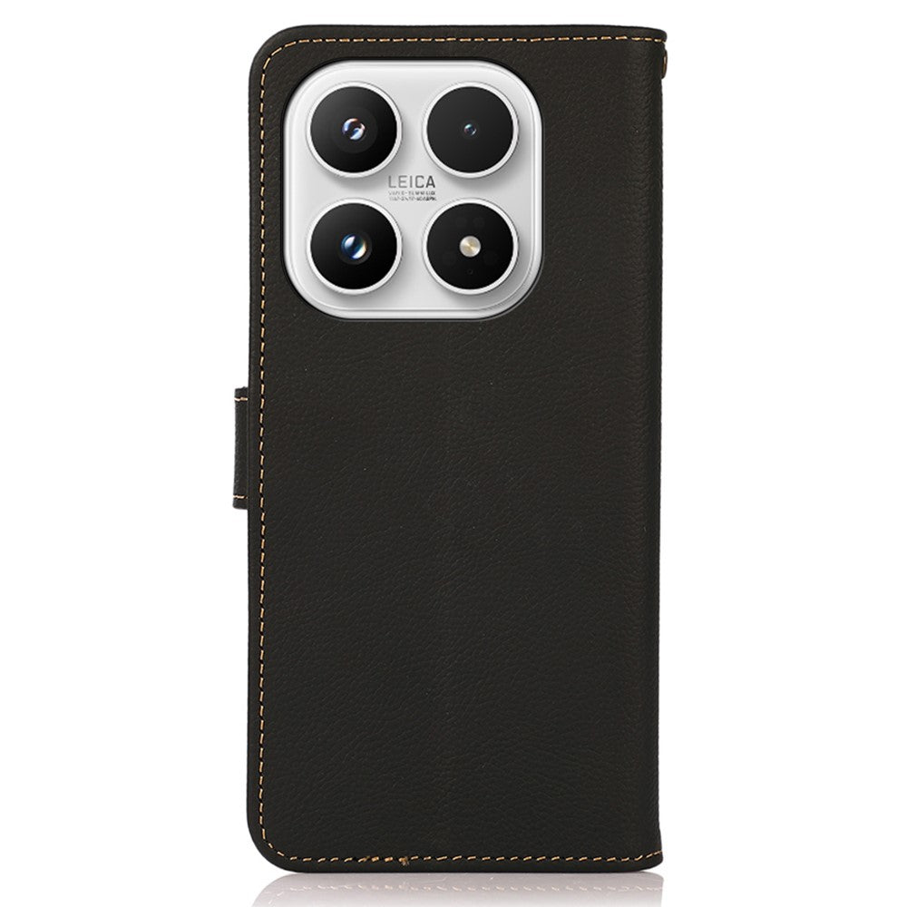 KHAZNEH for Xiaomi 17 Case Genuine Cow Leather RFID Blocking Wallet Phone Cover
